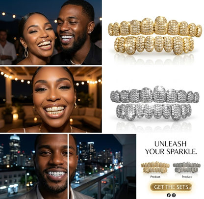 Last Day 49% OFF🔥 DIAMOND GRILLZ - Full diamond crusted grillz for maximum shine