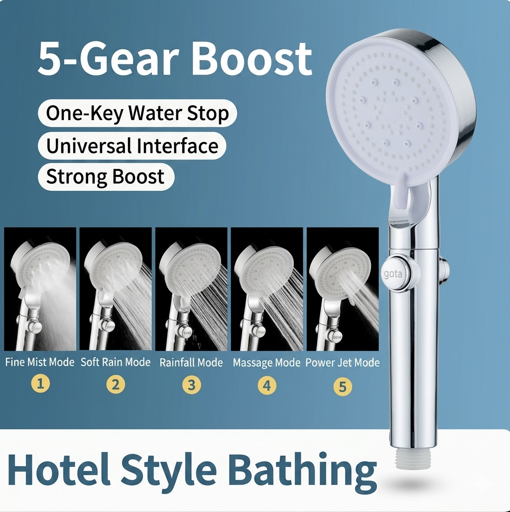 Hot sale🔥High Pressure Boosting Shower Head 360° Rotatable Water Saving Rainfall Nozzle