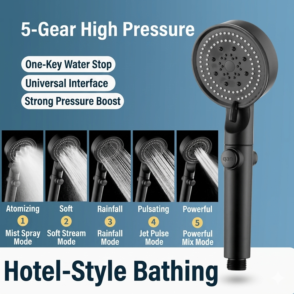Hot sale🔥High Pressure Boosting Shower Head 360° Rotatable Water Saving Rainfall Nozzle