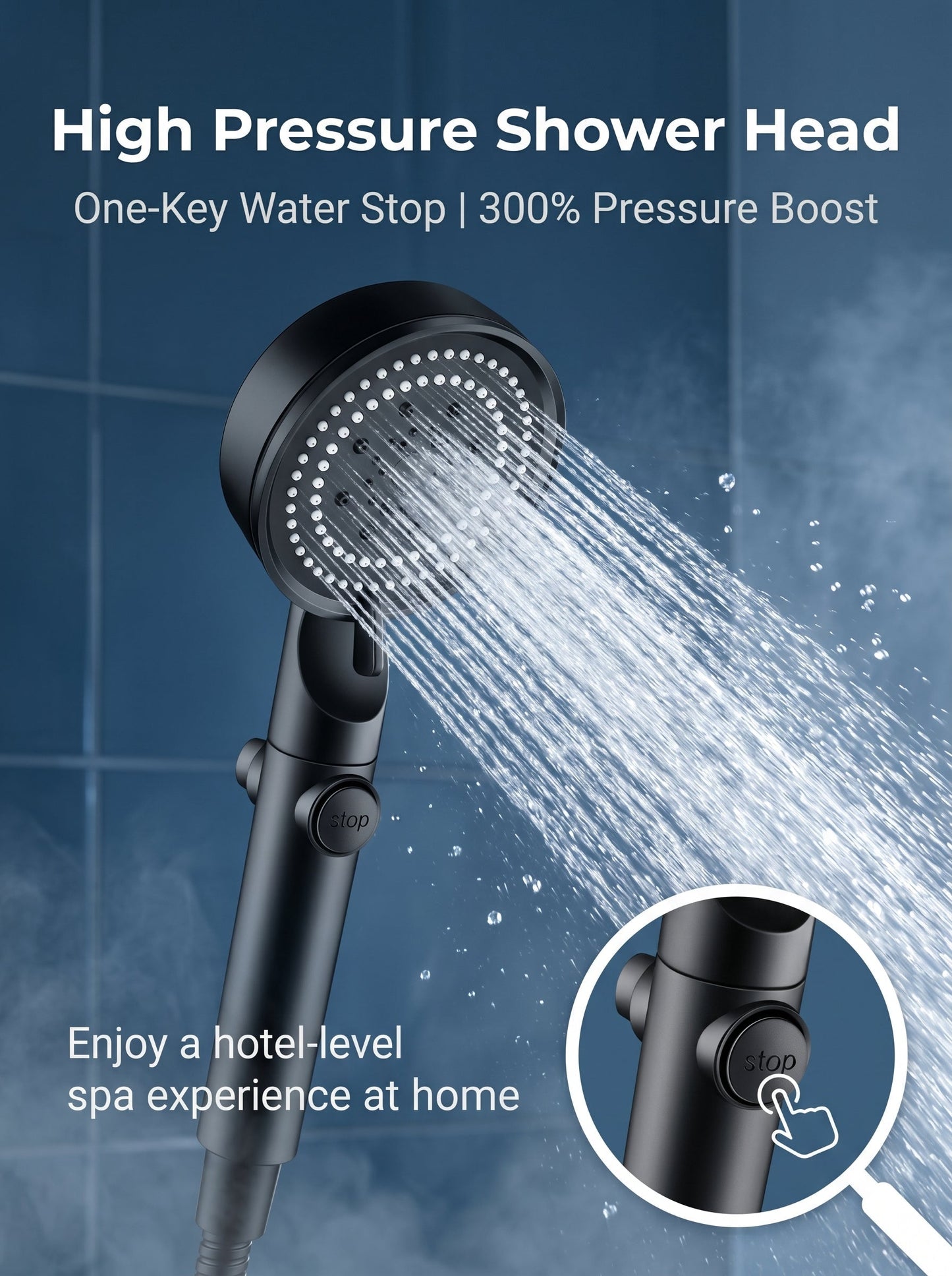 Hot sale🔥High Pressure Boosting Shower Head 360° Rotatable Water Saving Rainfall Nozzle