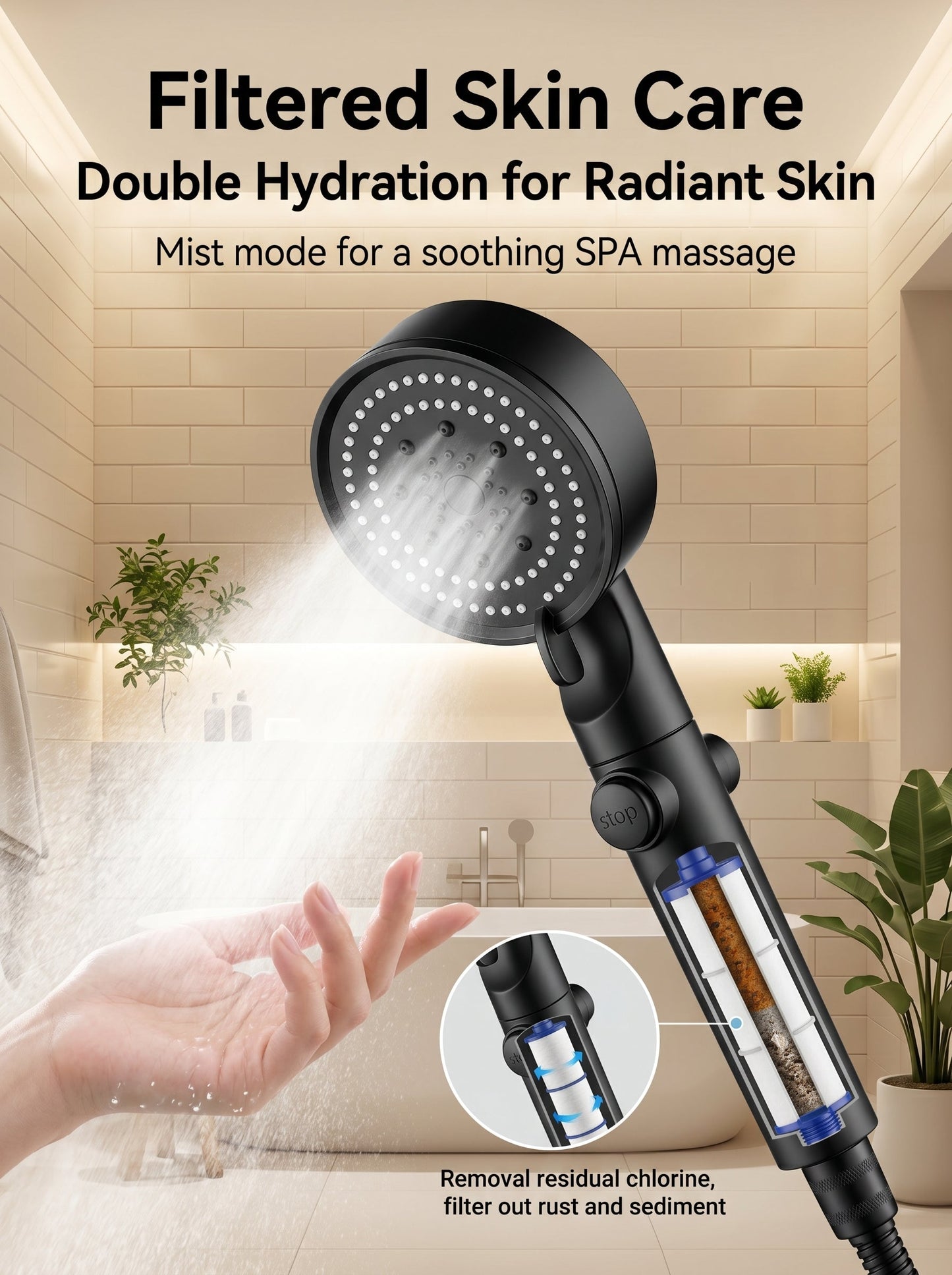 Hot sale🔥High Pressure Boosting Shower Head 360° Rotatable Water Saving Rainfall Nozzle